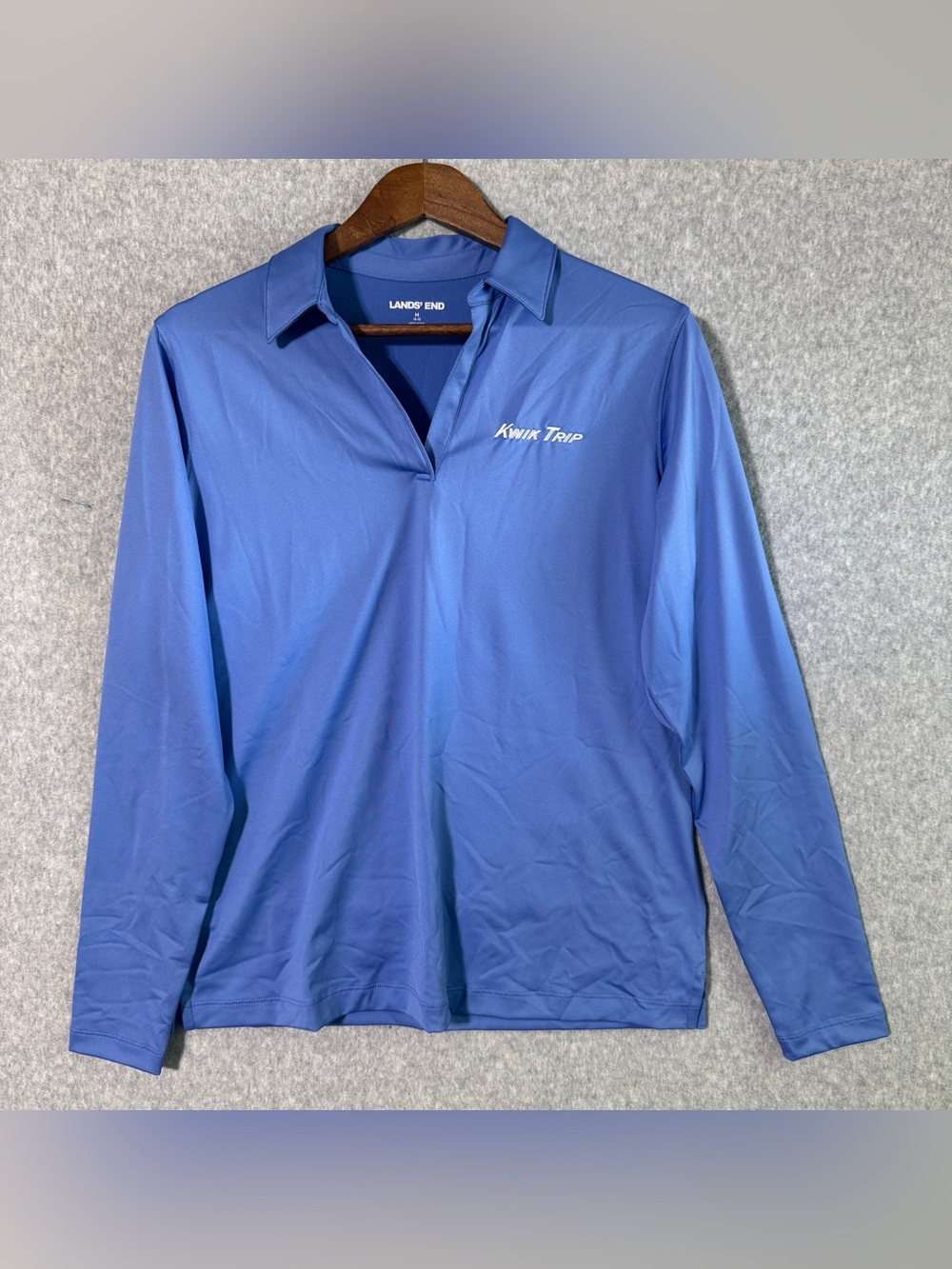 Lands' End women’s Long-Sleeve Polo - Royal Blue with Kwik Trip Logo